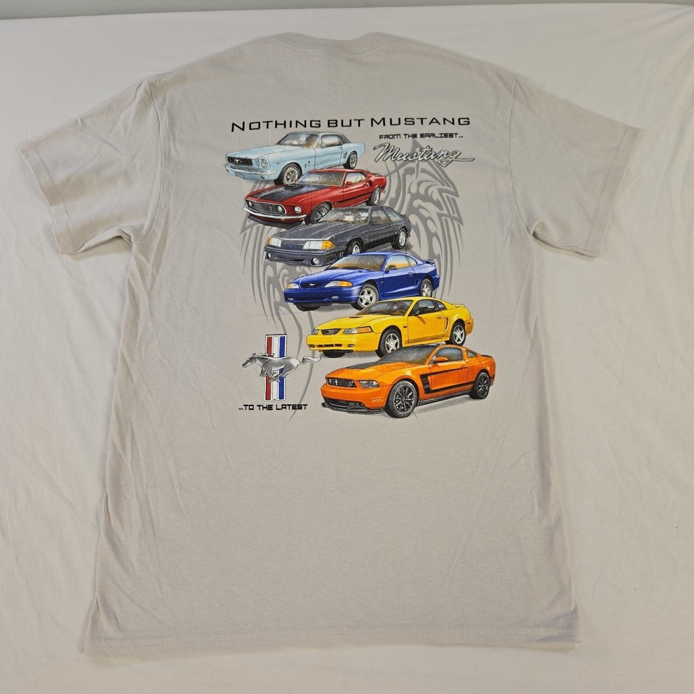 Ford Motors Mustang Evolution T-shirt All Generations Mens Medium Gray